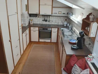 Küche/Küchenzeile in der Unterkunft Ferienwohnung am Rhein