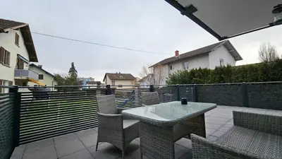 Ein Balkon oder eine Terrasse in der Unterkunft FeWo in der Kiese Hard