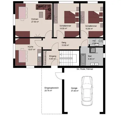 Grundriss der Unterkunft Ferienhaus Alpenflora