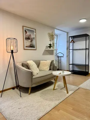 Ein Sitzbereich in der Unterkunft Ferienwohnung zwischen Hafen und Stadt