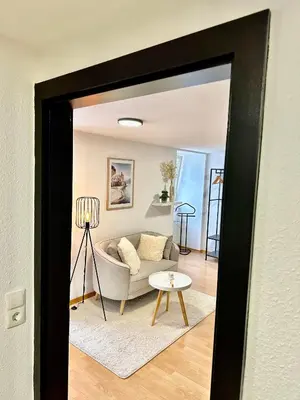 Ein Sitzbereich in der Unterkunft Ferienwohnung zwischen Hafen und Stadt