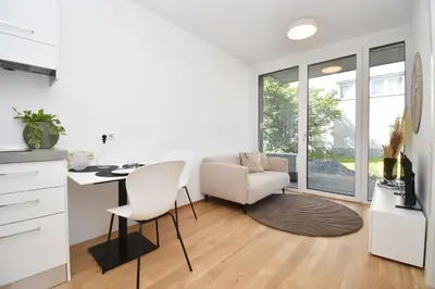 Ein Sitzbereich in der Unterkunft Ferienwohnung in Hard am Bodensee