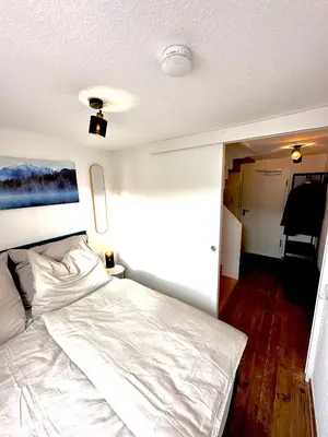 Ein Bett oder Betten in einem Zimmer der Unterkunft Zentrale Wohnung mit Dachterasse