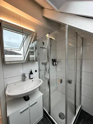 Ein Badezimmer in der Unterkunft Zentrale Wohnung mit Dachterasse