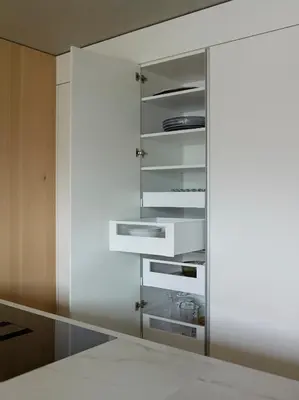 Ein Bett oder Betten in einem Zimmer der Unterkunft Architektenhaus RHaa mit Terrassen