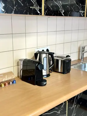 Küche/Küchenzeile in der Unterkunft Charmante Wohnung am Hafen