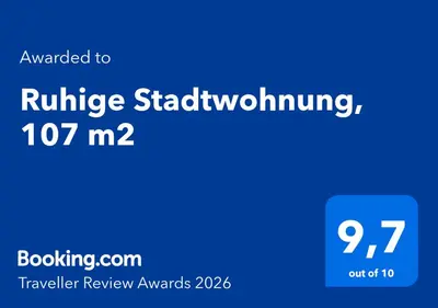 Ein Zertifikat, Auszeichnung, Logo oder anderes Dokument, das in der Unterkunft Ruhige Stadtwohnung, 107 m2 ausgestellt ist