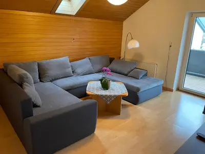 Ein Sitzbereich in der Unterkunft Haus Olympia