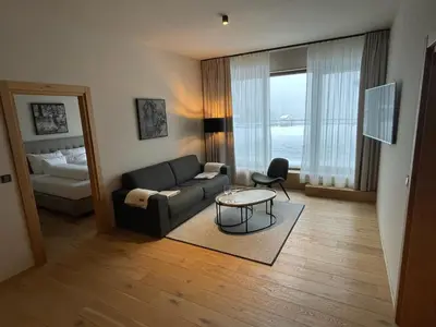 Ein Sitzbereich in der Unterkunft Heimat 1495m Appartement TYP 8