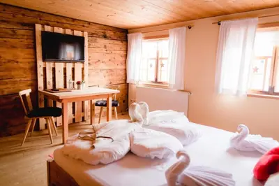 Ein Bett oder Betten in einem Zimmer der Unterkunft Naze`s Hus Mellau