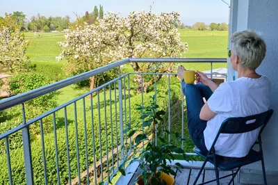 Ein Balkon oder eine Terrasse in der Unterkunft Naturidyll am See