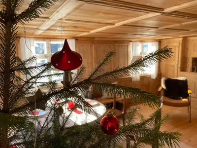 Ein Sitzbereich in der Unterkunft Bregenzerwälderhaus Ambros