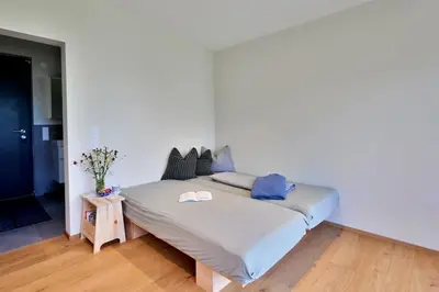Ein Bett oder Betten in einem Zimmer der Unterkunft Studio mit Ausblick, ihr Rückzugsort in den Bergen