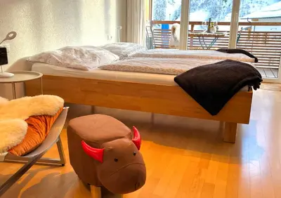 Ein Bett oder Betten in einem Zimmer der Unterkunft Sonniges Bergblick-Appartement