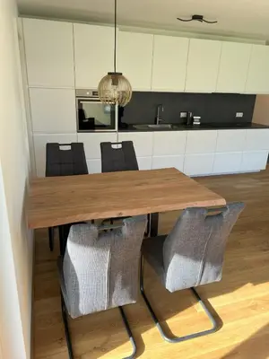 Küche/Küchenzeile in der Unterkunft Ferienwohnung Karrensicht
