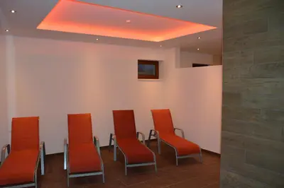 Ein Sitzbereich in der Unterkunft Appartement Rothornblick