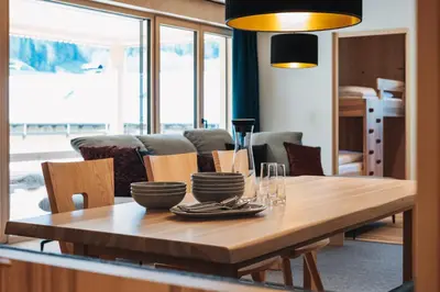 Ein Sitzbereich in der Unterkunft tinnes apartments