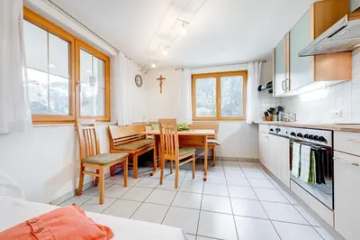 Küche/Küchenzeile in der Unterkunft Dorfblick, Ferienwohnung