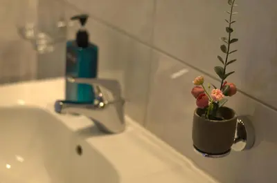 Ein Badezimmer in der Unterkunft Familienparadies 87m2 - Haushälfte mit Garten