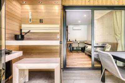 Ein Sitzbereich in der Unterkunft bsundrix Tiny Homes