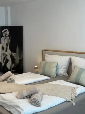 Ein Bett oder Betten in einem Zimmer der Unterkunft Charmante Wohnung in der Bregenzer Innenstadt