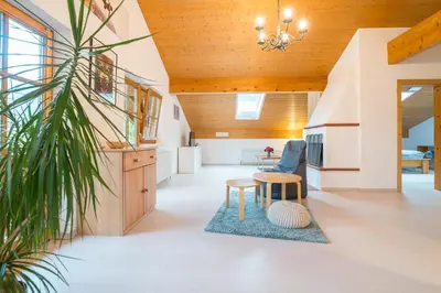 Ein Sitzbereich in der Unterkunft Appartement Hochjochblick