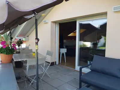 Ein Sitzbereich in der Unterkunft Chalet Himmelblick