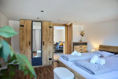 Ein Bett oder Betten in einem Zimmer der Unterkunft Ferienwohnung Naturblick