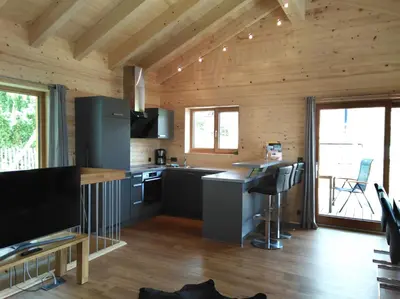 Küche/Küchenzeile in der Unterkunft Walser Berg Chalets