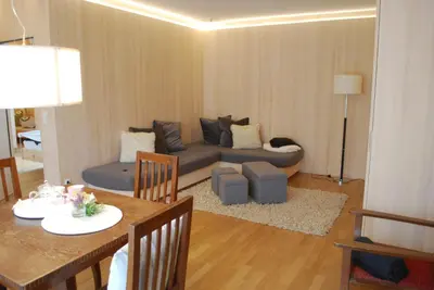 Ein Sitzbereich in der Unterkunft Ferienwohnung Rheintal