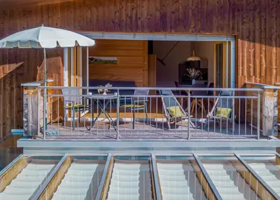 Ein Balkon oder eine Terrasse in der Unterkunft Gastler Chalet