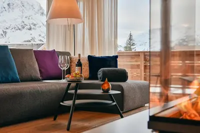 Ein Sitzbereich in der Unterkunft Chalet Hohe Welt - luxury apartments