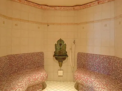 Ein Sitzbereich in der Unterkunft Pension Bergland