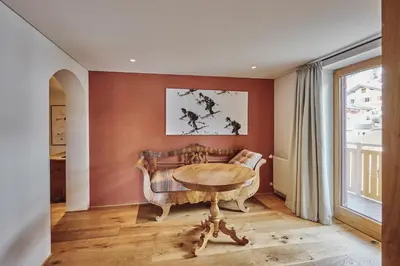 Ein Sitzbereich in der Unterkunft Fernsicht Alpen-Apartments
