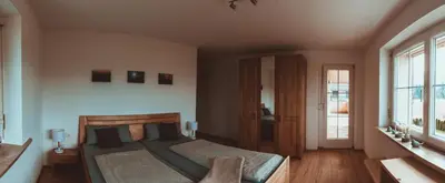 Ein Bett oder Betten in einem Zimmer der Unterkunft Ferienwohnung Thannen