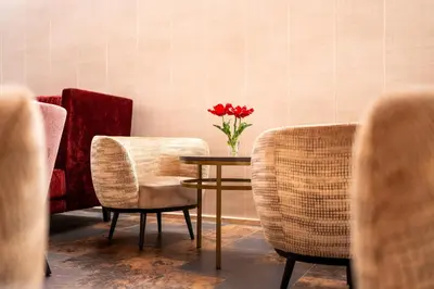 Ein Sitzbereich in der Unterkunft Hotel Krone Langenegg