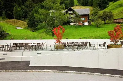 Ein Garten an der Unterkunft Hotel Alpenrose Ebnit