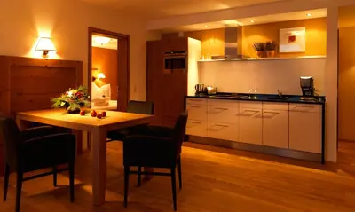 Küche/Küchenzeile in der Unterkunft Chalet Hus Hörili