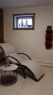Ein Sitzbereich in der Unterkunft Panorama Chalet Montafon