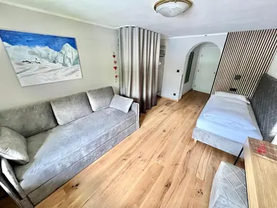 Ein Sitzbereich in der Unterkunft Haus Schrofenstein