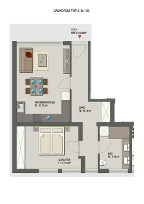 Grundriss der Unterkunft Appartement Ideal by A-Appartments