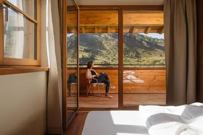 Ein Sitzbereich in der Unterkunft Alphus Appartements