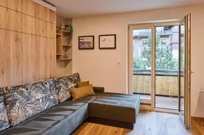 Ein Sitzbereich in der Unterkunft Appartements Täli
