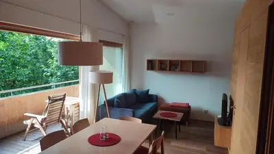 Ein Sitzbereich in der Unterkunft Bodensee-Ferienwohnung Am Ruggbach - Lochau bei Bregenz