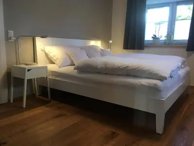 Ein Bett oder Betten in einem Zimmer der Unterkunft Wohnung in zentraler Lage im Rheintal