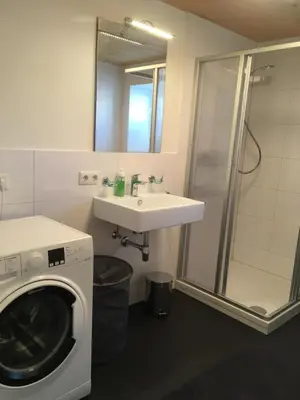 Ein Badezimmer in der Unterkunft Wohnung in zentraler Lage im Rheintal