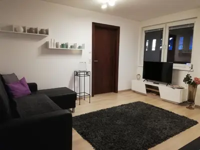 Ein Sitzbereich in der Unterkunft Ferienwohnung Auszeit