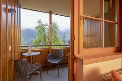 Ein allgemeiner Bergblick oder ein Berglick von der Ferienwohnung aus