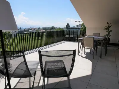 Ein Balkon oder eine Terrasse in der Unterkunft Penthouse 37th HEAVEN (ca. 90m²)