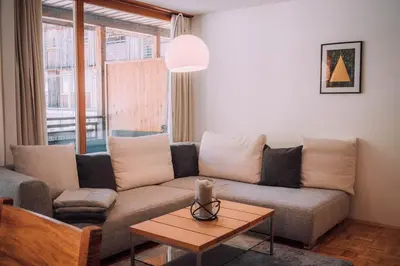 Ein Sitzbereich in der Unterkunft Apartment Auenfeld Widderstein